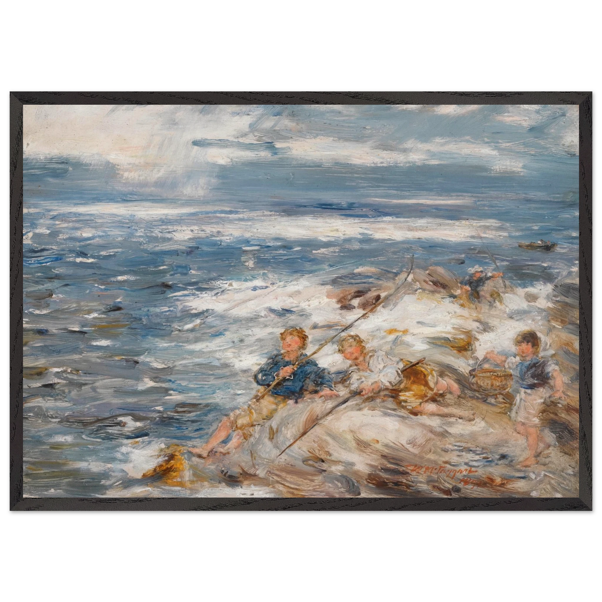 Scottish seascape art print by William McTaggart in elegant black frame